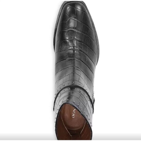 Donald J. Pliner / Gemini D2 Distressed Croc Black Short Shaft Boot / Size 9 - Picture 7 of 7